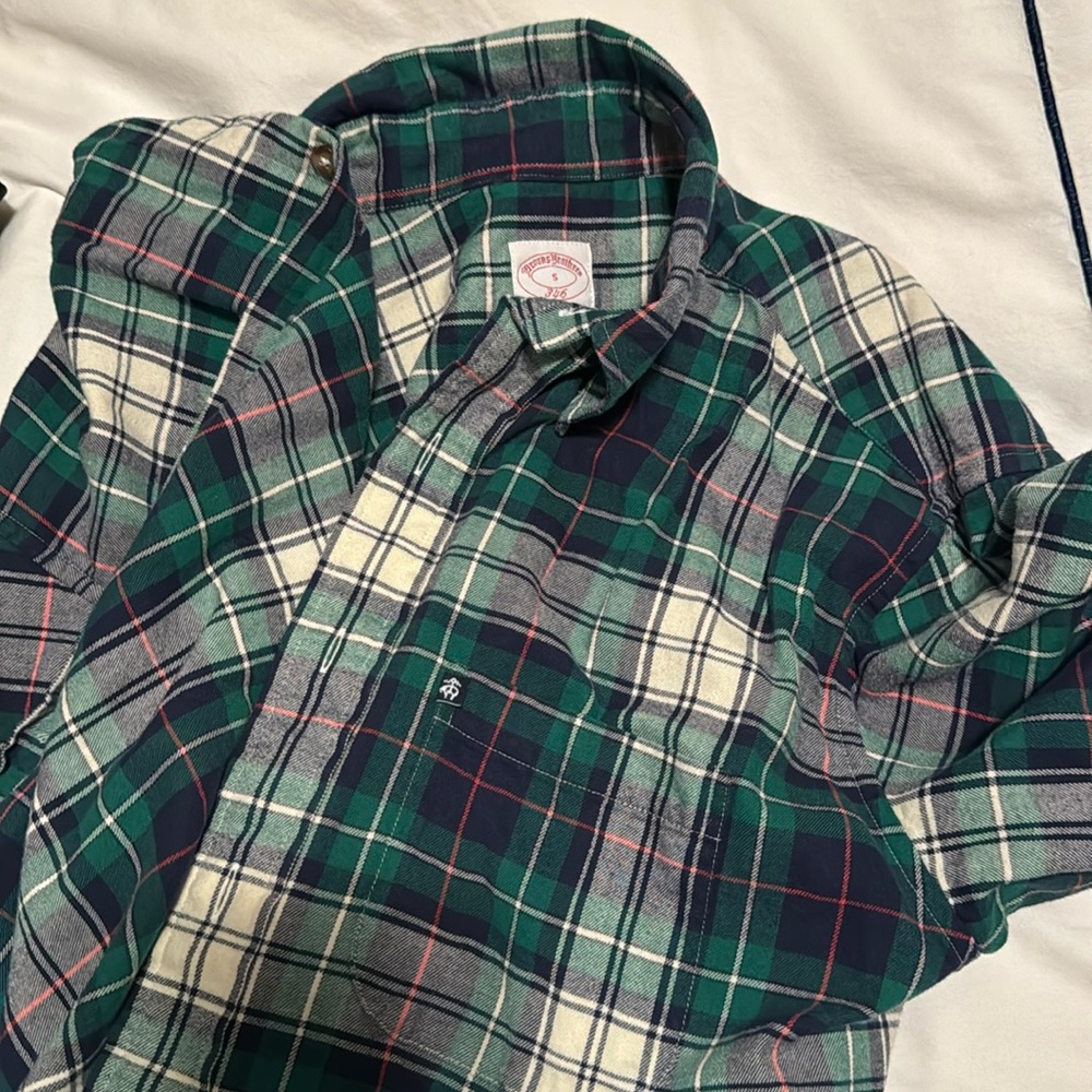 Green Plaid Brooks Brothers Flannel - S